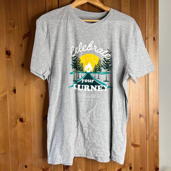 Abercrombie & Fitch Graphic Short Sleeve Tee Shirt Sz Large Gray Camp Horse Farm - Picture 2 of 8